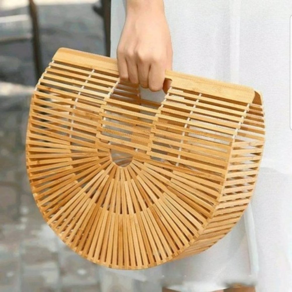 Getaway Woven Bamboo Beach Bag Purse